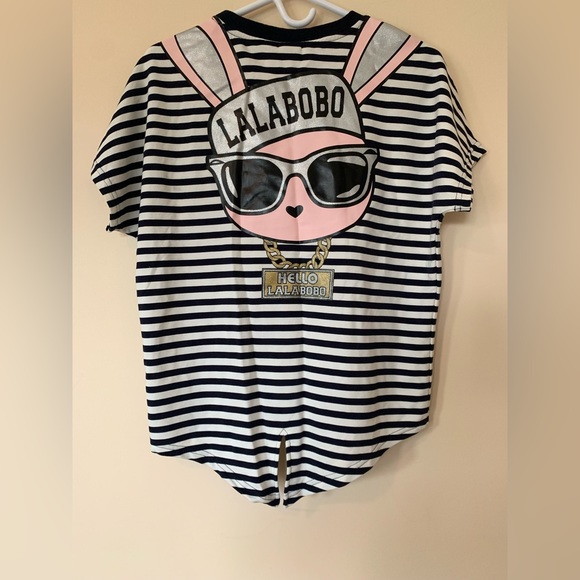 Lala Bobo, striped t-shirt, frontal and back graphics, size S, short sleeves - Picture 3 of 6